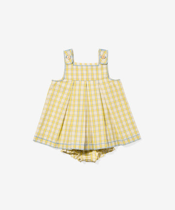 Daisy Baby Dress, Yellow Picnic Check