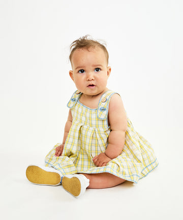 Daisy Baby Dress, Yellow Picnic Check