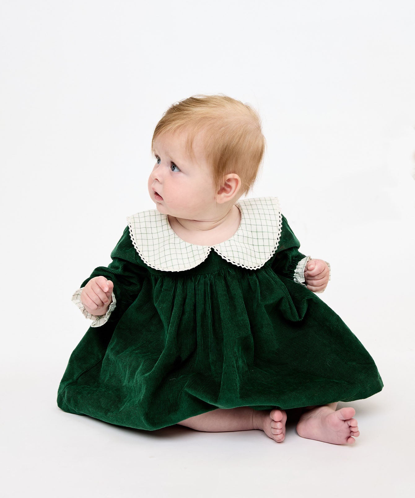 Delphina Baby Dress Forest Corduroy