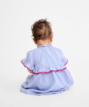 Diana Baby Dress, Blue Pinstripe