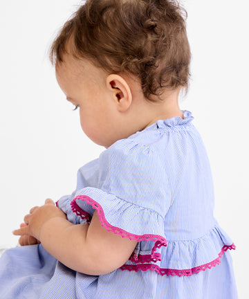 Diana Baby Dress, Blue Pinstripe