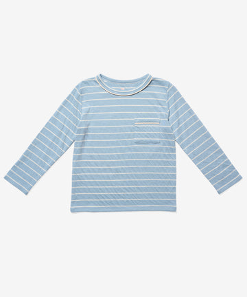 Edward T-Shirt, Dusty Blue Fine Stripe