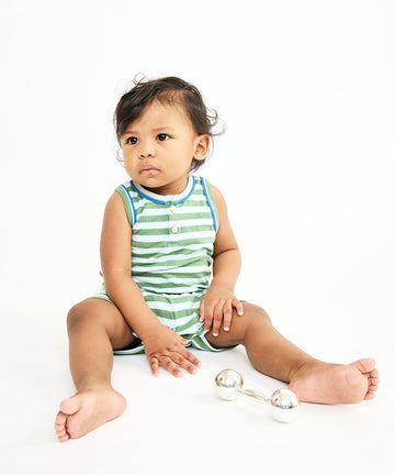 Lachlan Romper, Mist Stripe