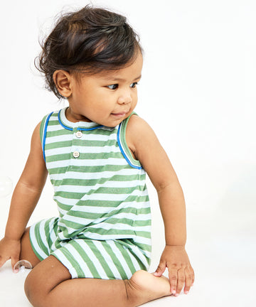 Lachlan Romper, Mist Stripe