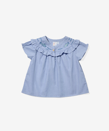 Margo Blouse, Blue Pinstripe