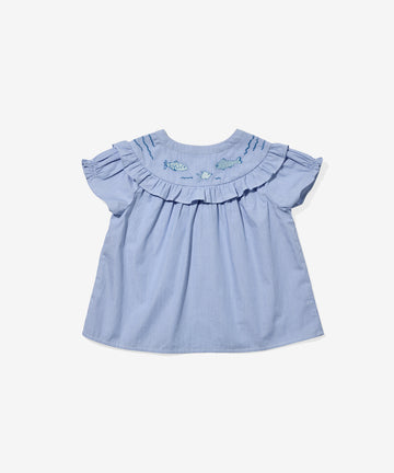 Margo Blouse, Blue Pinstripe