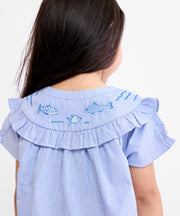 Margo Blouse, Blue Pinstripe