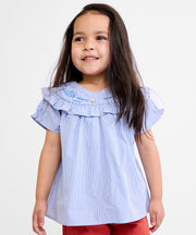 Margo Blouse, Blue Pinstripe