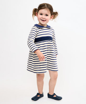 Marie Clare Baby Dress, Navy Stripe