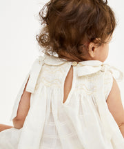 Olive Baby Dress, Cream Windowpane