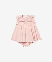 Sadie Baby Dress, Petal Ticking