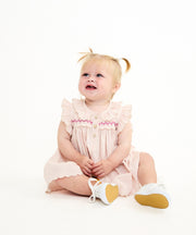 Sadie Baby Dress, Petal Ticking