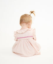 Sadie Baby Dress, Petal Ticking