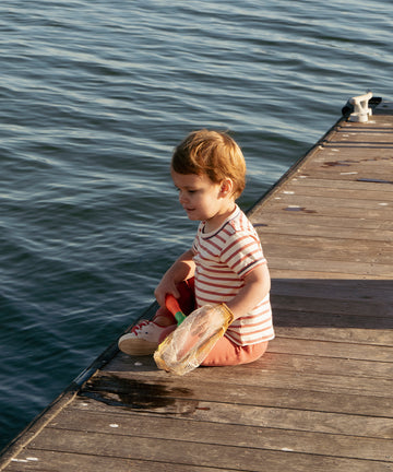 Willie Baby T-Shirt, Nautical Red Stripe