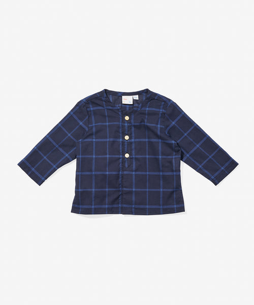 Lupo Baby Shirt, Navy Windowpane | Oso and Me – Oso & Me